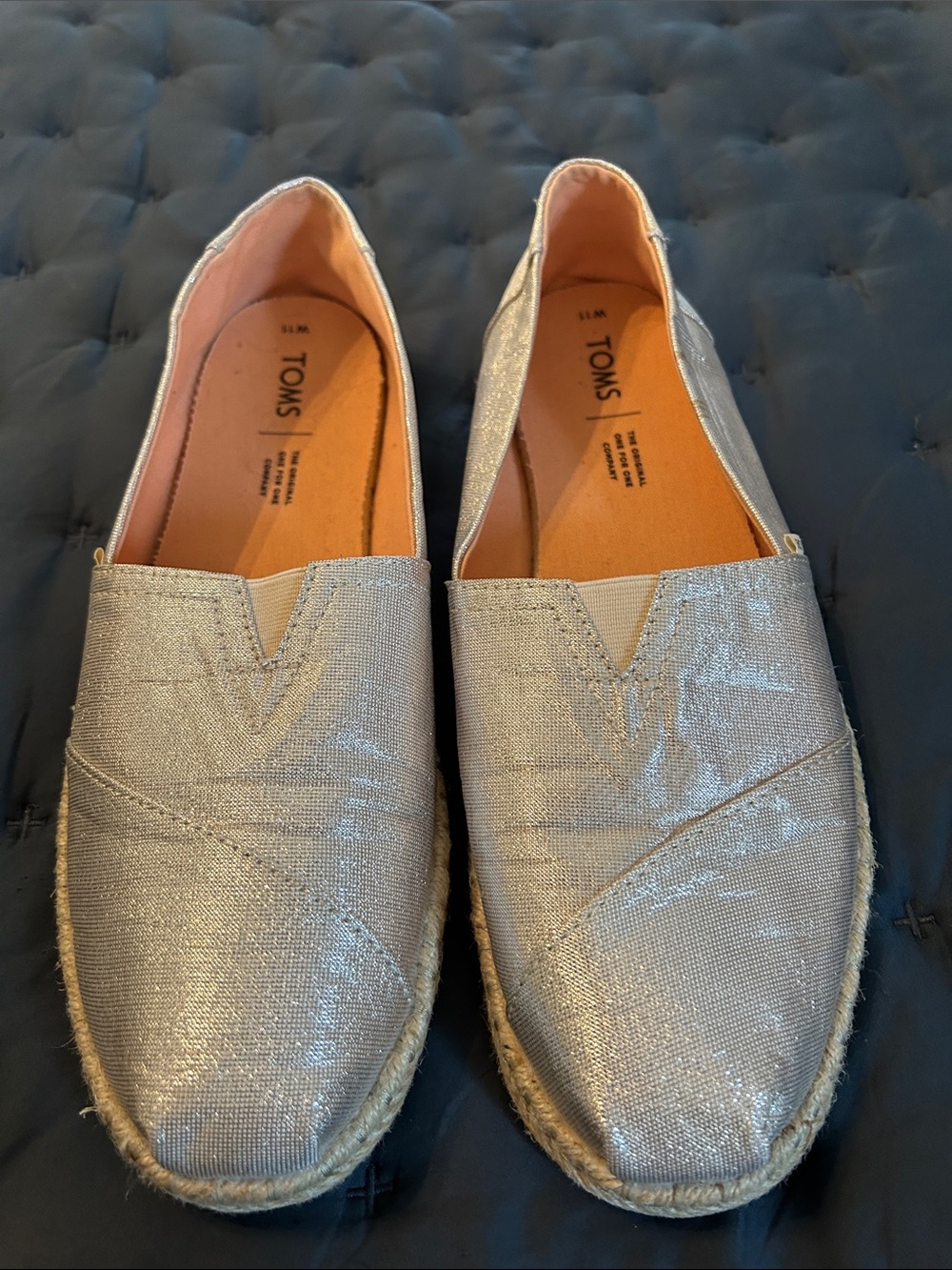 TOMS Gold Glitter Espadrille Slip-Ons